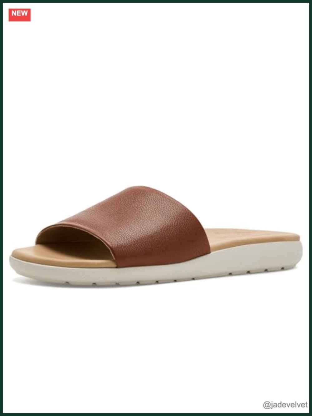 Genuine Leather Slide Sandals with Gel Heel Support